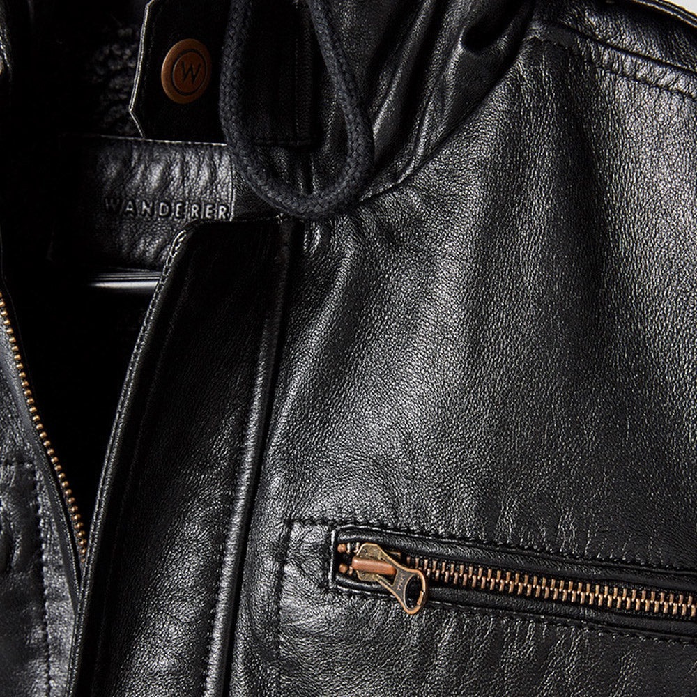 THE ST MORITZ HOODIE - BLACK LEATHER NWOT - Picture 5 of 8
